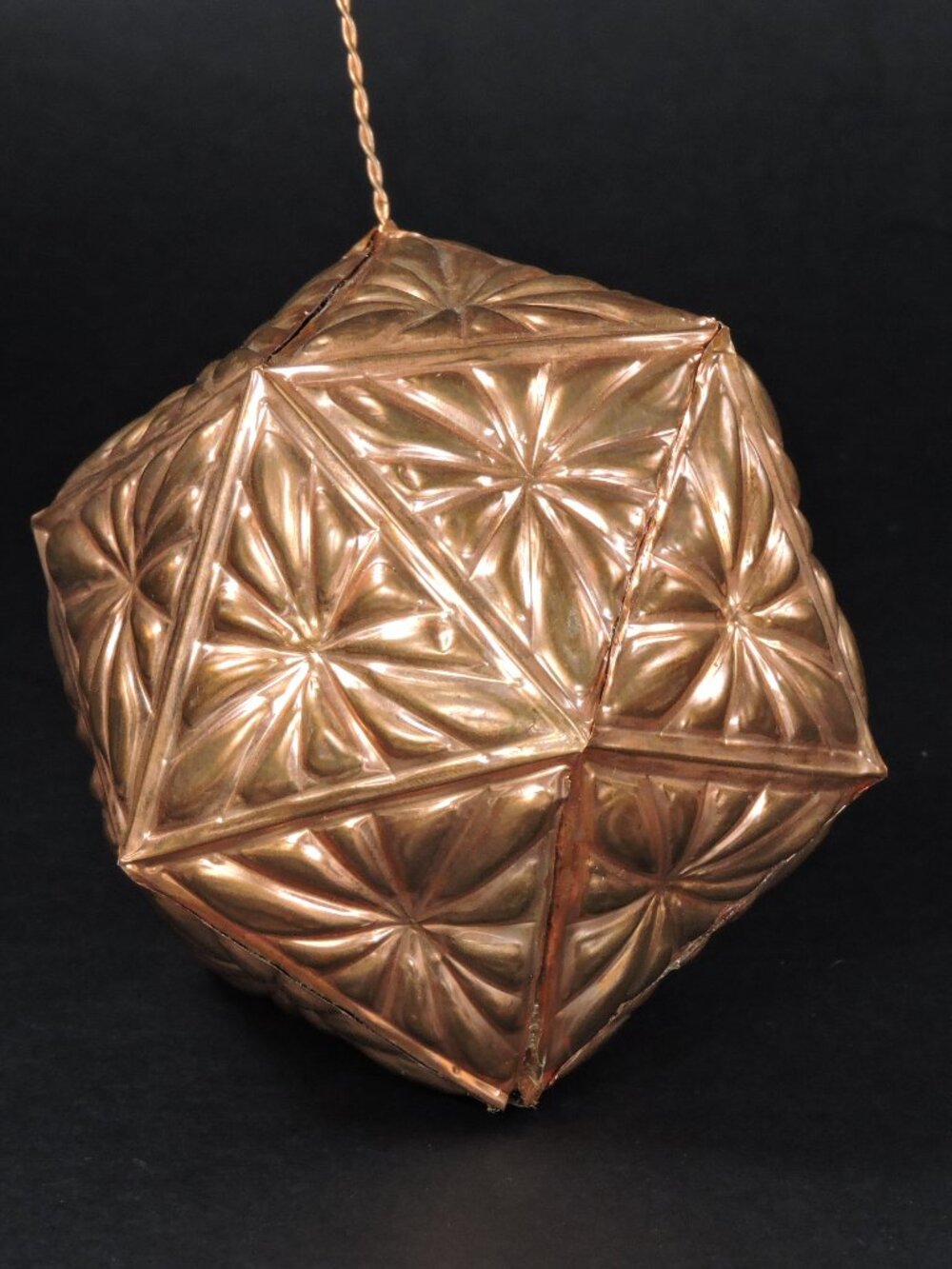 Antique Copper Metal Christmas Ornament - Pentagon Shaped (1920's - 1940's era)